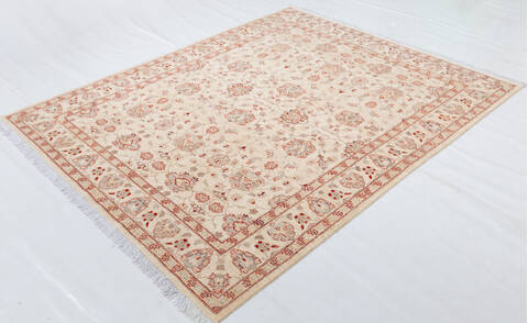 Chobi Beige Hand Knotted 68 X 84  Area Rug 700-157730 Image 2