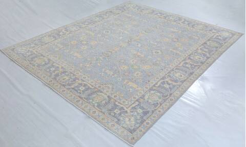 Chobi Light Blue Hand Knotted 82 X 99 Area Rug 700-157734 Image 2