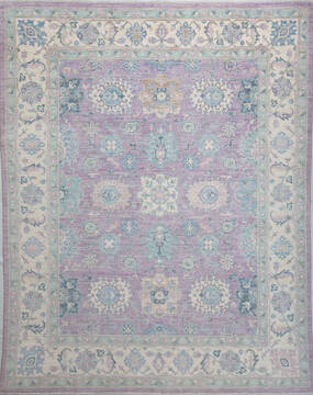 Afghan Chobi Purple Rectangle 8x10 ft Wool Carpet 157735