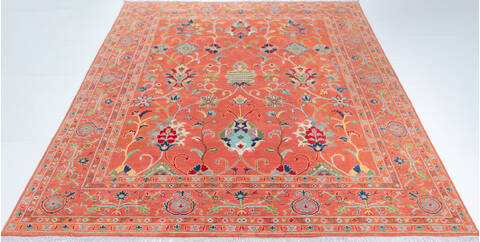 Kazak Orange Hand Knotted 83 X 100 Area Rug 700-157741 Image 1