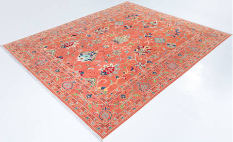 Kazak Orange Hand Knotted 83 X 100 Area Rug 700-157741 Image 2