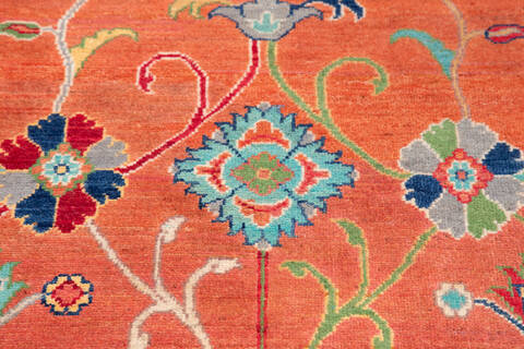 Kazak Orange Hand Knotted 83 X 100 Area Rug 700-157741 Image 6