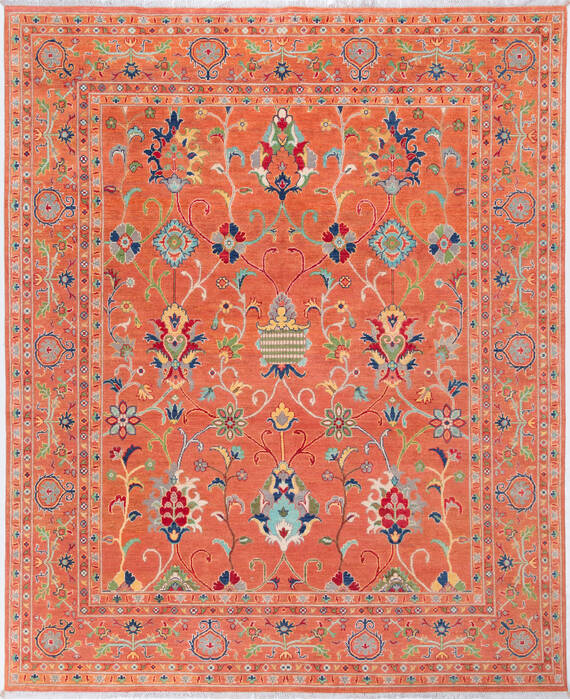 Kazak Orange Hand Knotted 83 X 100 Area Rug 700-157741 Image 0