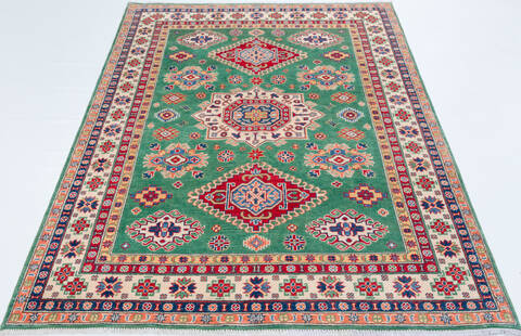 Kazak Green Hand Knotted 58 X 80 Area Rug 700-157742 Image 1