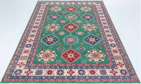 Kazak Green Hand Knotted 66 X 910 Area Rug 700-157743 Image 1