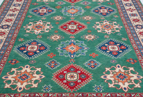 Kazak Green Hand Knotted 66 X 910 Area Rug 700-157743 Image 4