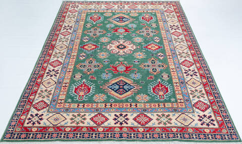 Kazak Green Hand Knotted 66 X 910 Area Rug 700-157744 Image 1