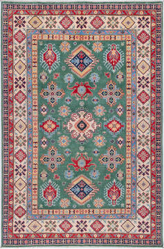 Kazak Green Hand Knotted 6'6" X 9'10"  Area Rug 700-157744