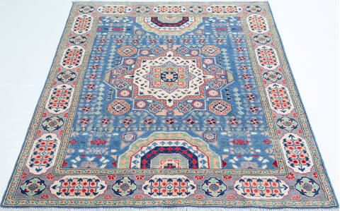 Kazak Blue Hand Knotted 50 X 65 Area Rug 700-157746 Image 1