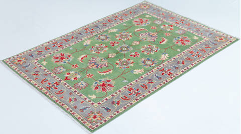 Kazak Green Hand Knotted 40 X 60 Area Rug 700-157748 Image 2