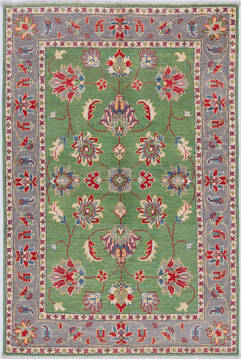 Kazak Green Hand Knotted 4'0" X 6'0"  Area Rug 700-157748