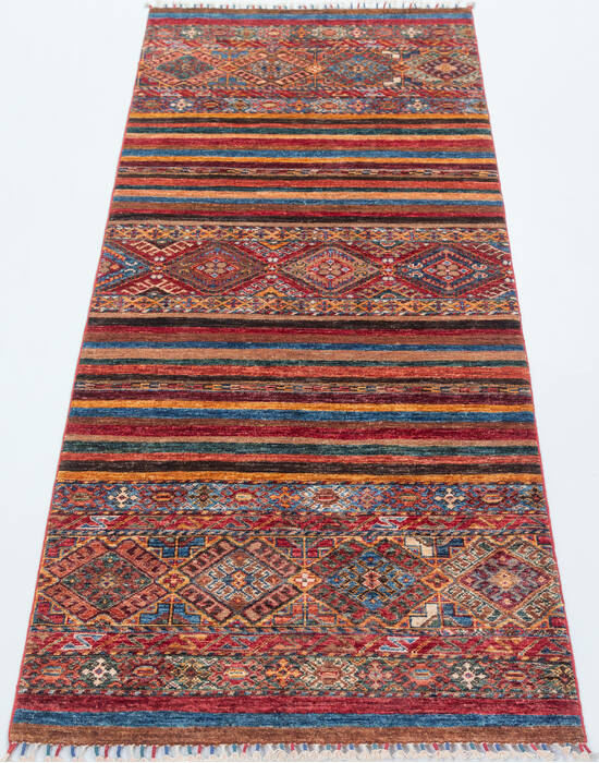 Chobi Multicolor Runner Hand Knotted 30 X 76 Area Rug 700-157755 Image 1