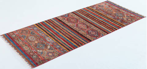 Chobi Multicolor Runner Hand Knotted 30 X 76 Area Rug 700-157755 Image 2
