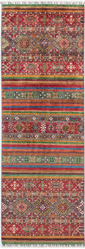 Afghan Chobi Multicolor Runner 6 to 9 ft Wool Carpet 157756