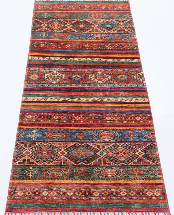 Chobi Multicolor Runner Hand Knotted 211 X 75 Area Rug 700-157757 Image 1