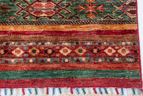Chobi Multicolor Runner Hand Knotted 211 X 75 Area Rug 700-157757 Image 4
