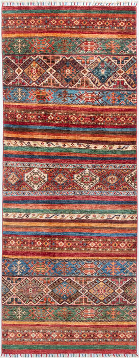 Chobi Multicolor Runner Hand Knotted 211 X 75 Area Rug 700-157757 Image 0