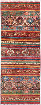 Afghan Chobi Multicolor Runner 6 to 9 ft Wool Carpet 157757