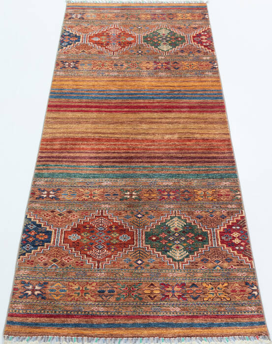 Chobi Multicolor Runner Hand Knotted 211 X 82 Area Rug 700-157758 Image 1