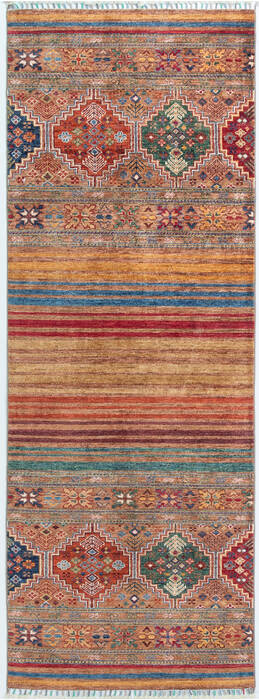 Chobi Multicolor Runner Hand Knotted 211 X 82 Area Rug 700-157758 Image 0