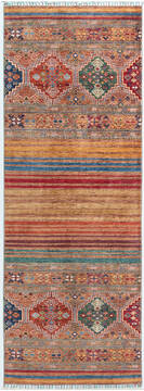 Chobi Multicolor Runner Hand Knotted 2'11" X 8'2"  Area Rug 700-157758