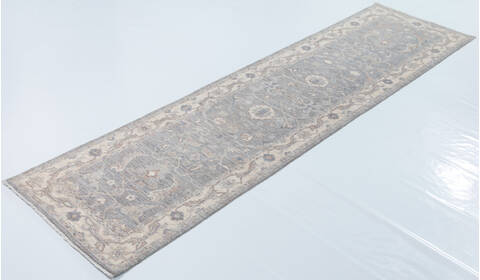 Chobi Light Gray Runner Hand Knotted 26 X 99 Area Rug 700-157759 Image 2