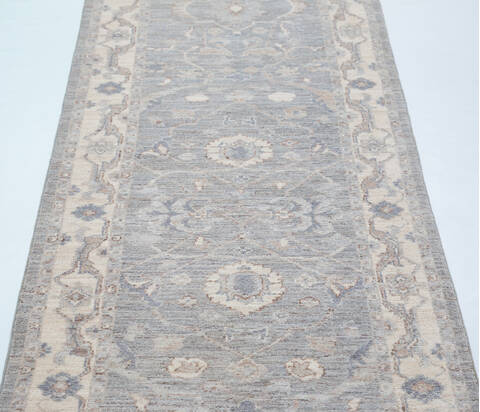 Chobi Light Gray Runner Hand Knotted 26 X 99 Area Rug 700-157759 Image 5