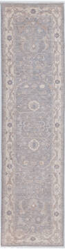 Afghan Chobi Light Gray Runner 10 to 12 ft Wool Carpet 157759
