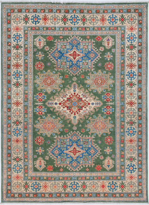 Kazak Green Hand Knotted 59 X 79 Area Rug 700-157761 Image 0
