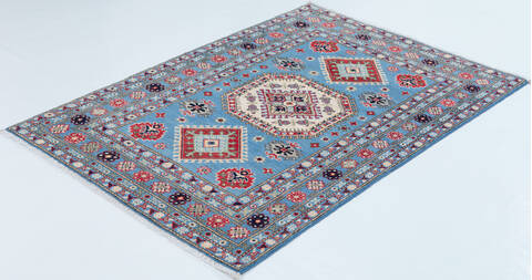 Kazak Light Blue Hand Knotted 40 X 58 Area Rug 700-157764 Image 2