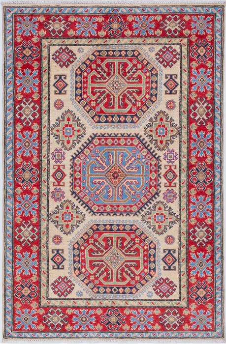 Kazak Beige Hand Knotted 39 X 59 Area Rug 700-157766 Image 0