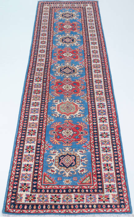 Kazak Blue Runner Hand Knotted 27 X 96 Area Rug 700-157768 Image 1