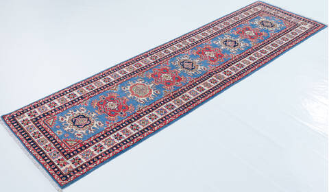 Kazak Blue Runner Hand Knotted 27 X 96 Area Rug 700-157768 Image 2