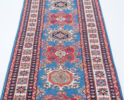 Kazak Blue Runner Hand Knotted 27 X 96 Area Rug 700-157768 Image 4