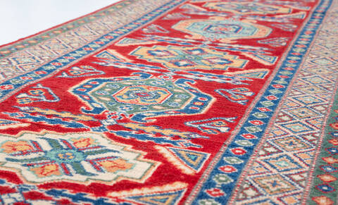 Kazak Red Runner Hand Knotted 28 X 98 Area Rug 700-157769 Image 3