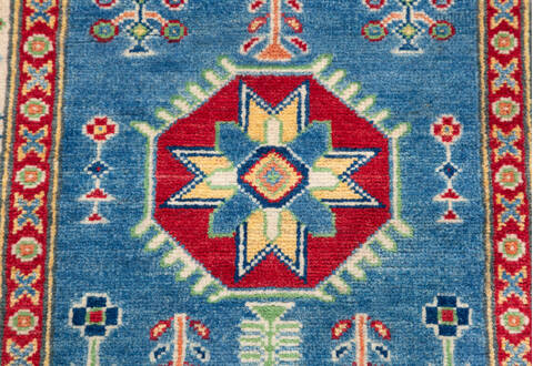 Kazak Blue Runner Hand Knotted 27 X 97 Area Rug 700-157770 Image 6