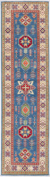 Kazak Blue Runner Hand Knotted 27 X 97 Area Rug 700-157770 Image 0