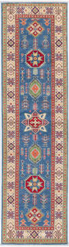 Afghan Kazak Blue Runner 10 to 12 ft Wool Carpet 157770