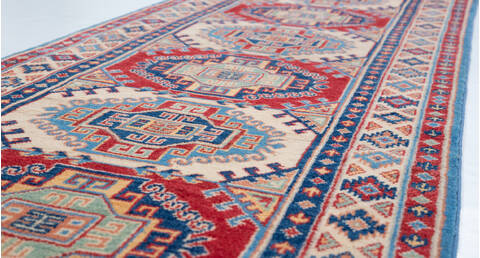 Kazak Blue Runner Hand Knotted 26 X 108 Area Rug 700-157771 Image 3