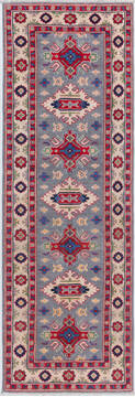 Afghan Kazak Blue Runner 6 to 9 ft Wool Carpet 157772