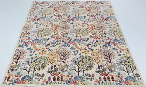 Chobi White Hand Knotted 59 X 81 Area Rug 700-157773 Image 1