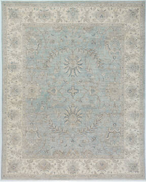 Chobi Light Blue Hand Knotted 7'10" X 9'10"  Area Rug 700-157776