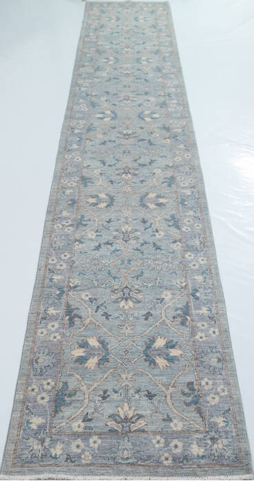 Chobi Grey Runner Hand Knotted 210 X 1510 Area Rug 700-157783 Image 1