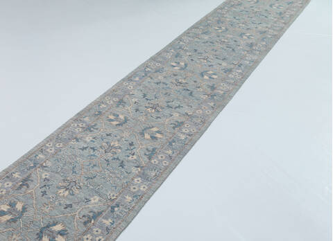 Chobi Grey Runner Hand Knotted 210 X 1510 Area Rug 700-157783 Image 2