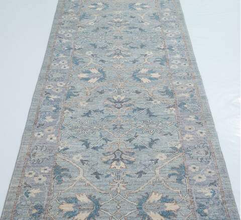 Chobi Grey Runner Hand Knotted 210 X 1510 Area Rug 700-157783 Image 4