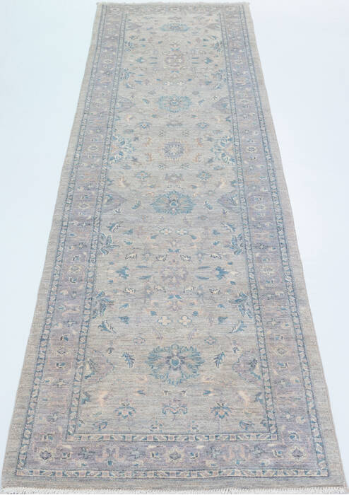 Chobi Grey Runner Hand Knotted 27 X 910 Area Rug 700-157784 Image 1