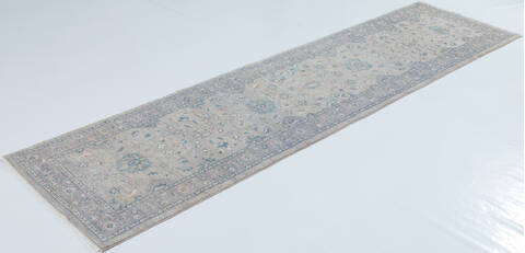 Chobi Grey Runner Hand Knotted 27 X 910 Area Rug 700-157784 Image 2