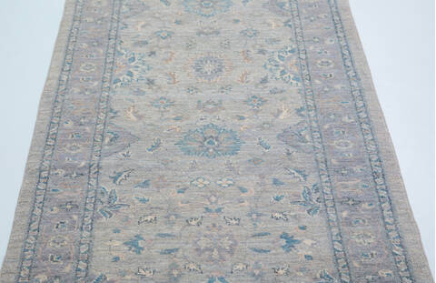 Chobi Grey Runner Hand Knotted 27 X 910 Area Rug 700-157784 Image 5