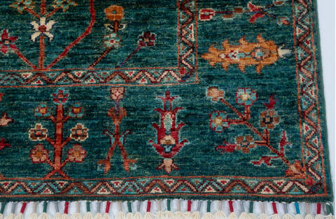 Chobi Green Hand Knotted 53 X 68  Area Rug 700-157786 Image 4