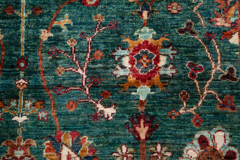 Chobi Green Hand Knotted 53 X 68  Area Rug 700-157786 Image 6